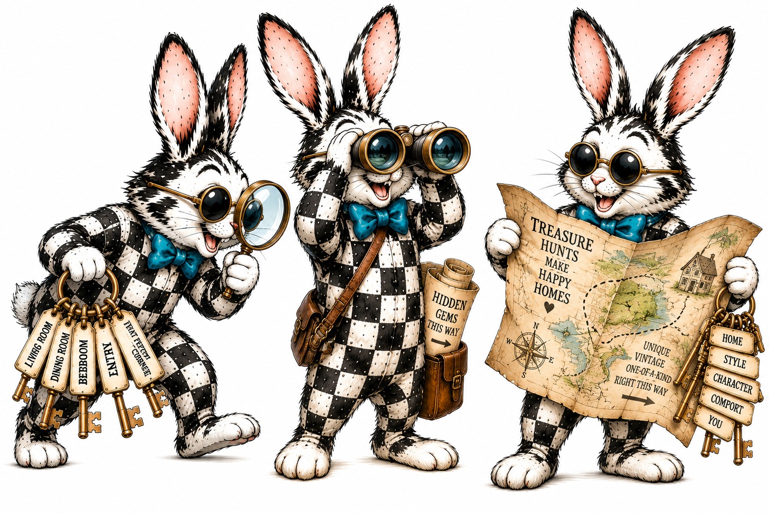Rabbit Hole rabbits searching for treasures